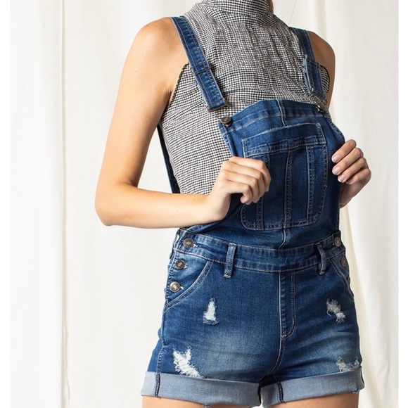 KanCan Distressed Denim Overalls - Picture 3 of 4